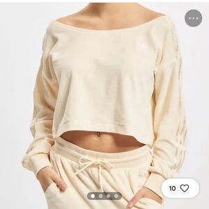 adidas Women's Cream Off-Shoulder Sweatshirt